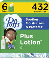 Puffs Facial Tissue Plus Lotion, Mega Cube Box, 72 Tissues Per Box, 6 Count