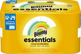 Bounty Essentials Select-A-Size Paper Towels, White, 12 Double Rolls = 24 Regular Rolls, 12 Count