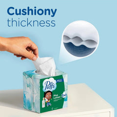Puffs Facial Tissues Plus Lotion, 18 Cube Boxes, 56 Facial Tissues per Box, Allergies and Colds (Packaging May Vary)