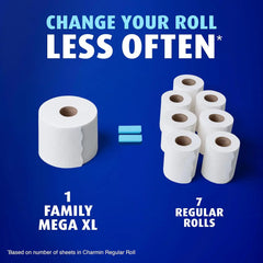 Charmin Ultra Soft Cushiony Touch Toilet Paper, 18 Family Mega XL = 126 Regular Rolls, 2-Ply, White
