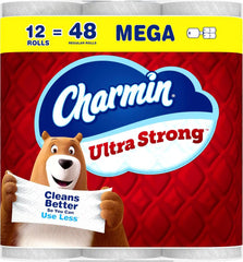 Charmin Toilet Paper Ultra Strong, 12 Mega Rolls = 48 Regular Rolls, 2-ply Bath Tissue