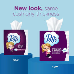 Puffs Facial Tissue Ultra Soft Non-Lotion, 8 Rectangle Boxes, 124 Facial Tissues per Box, Allergies and Colds (Packaging May Vary)