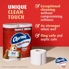 Charmin Ultra Strong Clean Touch Toilet Paper, 30 Family Mega Rolls = 150 Regular Rolls