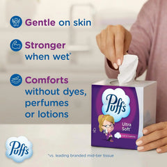 Puffs Ultra Soft Facial Tissuess, Mega Cube, 72 Facial Tissues Per Box, 6 Count